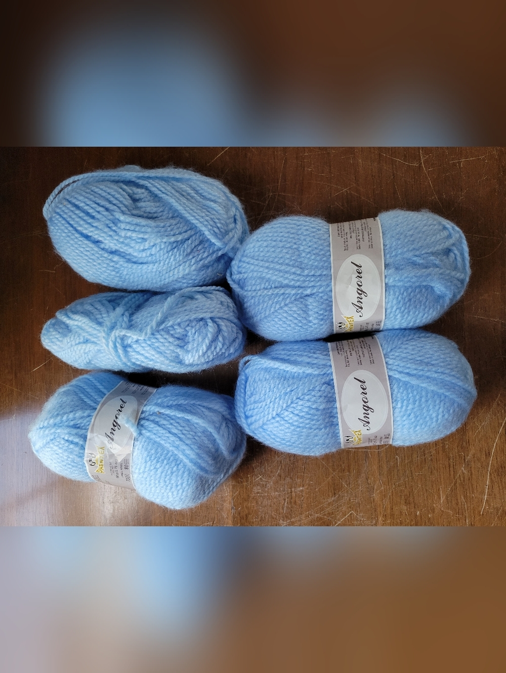 Lot of 5ish Phentex Angorel 100% acrylic yarn Cloud Blue- 5 Pack